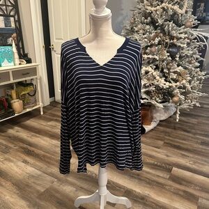 CAbi Navy and White Striped T Ahoy top